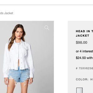 White cropped raw hemmed jean jacket